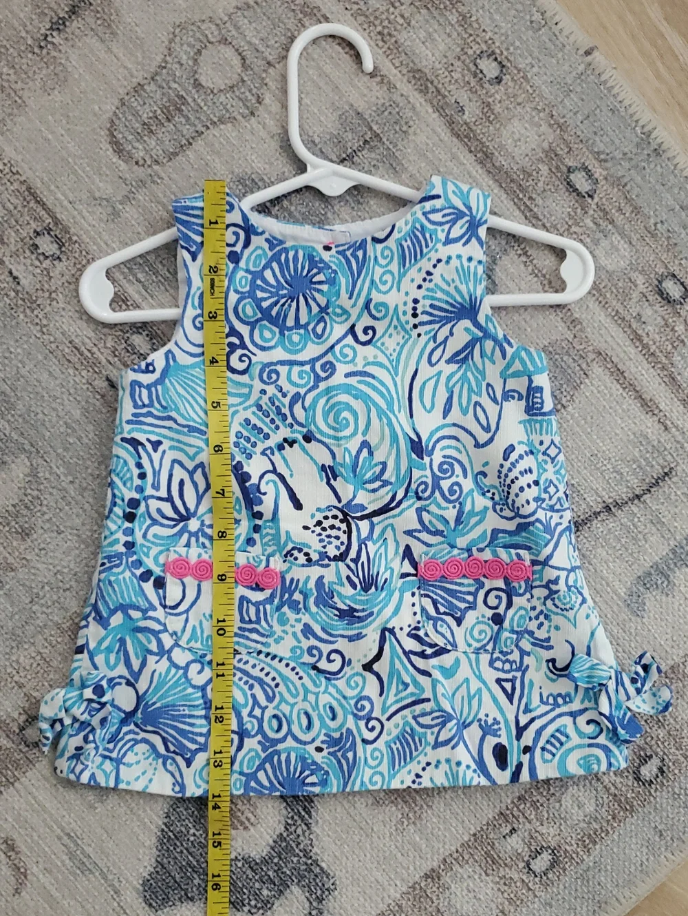 Lilly Pulitzer Baby Girls Blue Coastal Shift Dress Sz6-12m